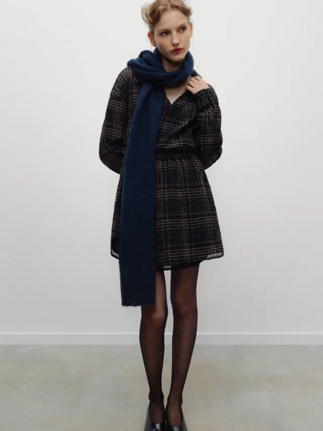 The New Society geruite mini jurk - zwart/bruin