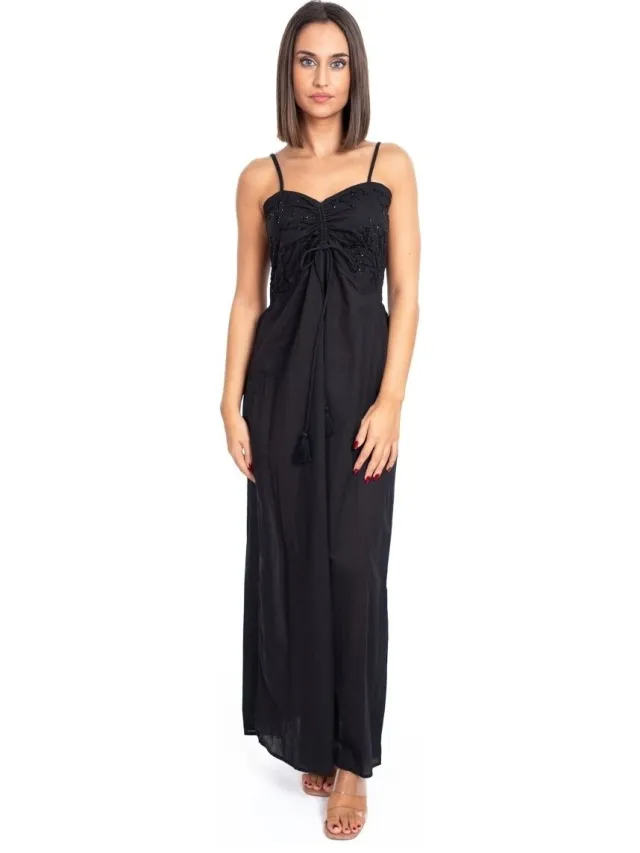 Isla Bonita By Sigris Lange Jurk Isla Bonita By Sigris Lange Midi-Jurk Zwart