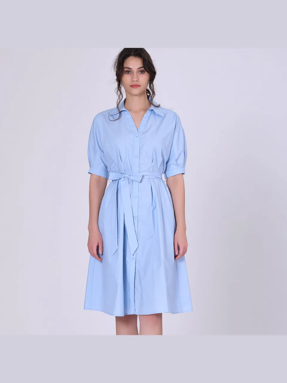 S&J Weekends Katoenen shirtjurk met gezwollen mouwen blauw, foto 2