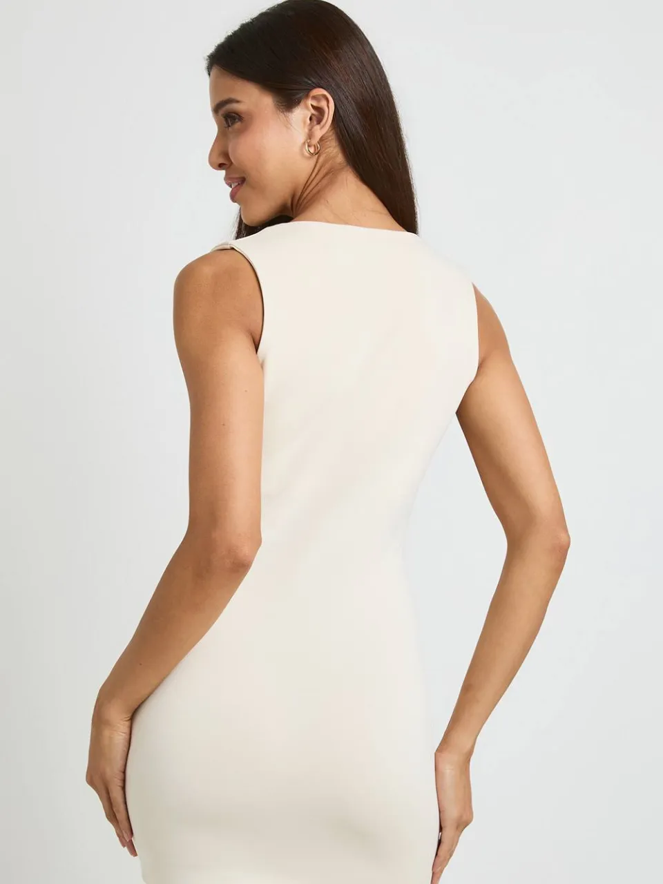 boohoo Dames Superzachte Mini-jurk Met Draperende Voorkant crème, foto 2