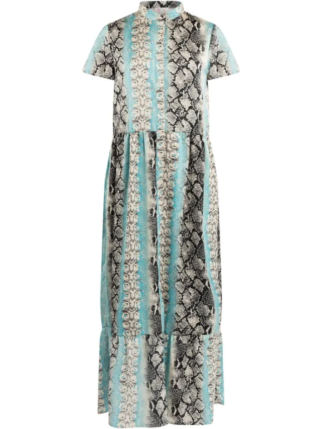 IZIA Jurk maxi met korte mouwen blauw veelkleurig