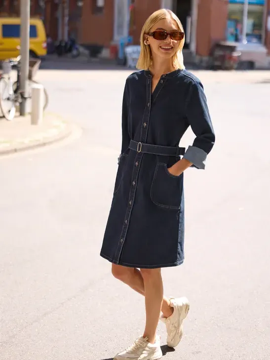 Street One Studio Denim jurk met V-hals Blauw