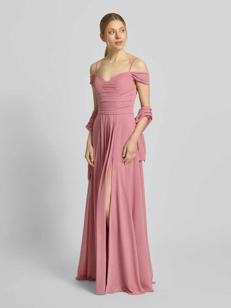 Mascara Maxi-jurk in off-shoulder-look met loopsplit Oudroze