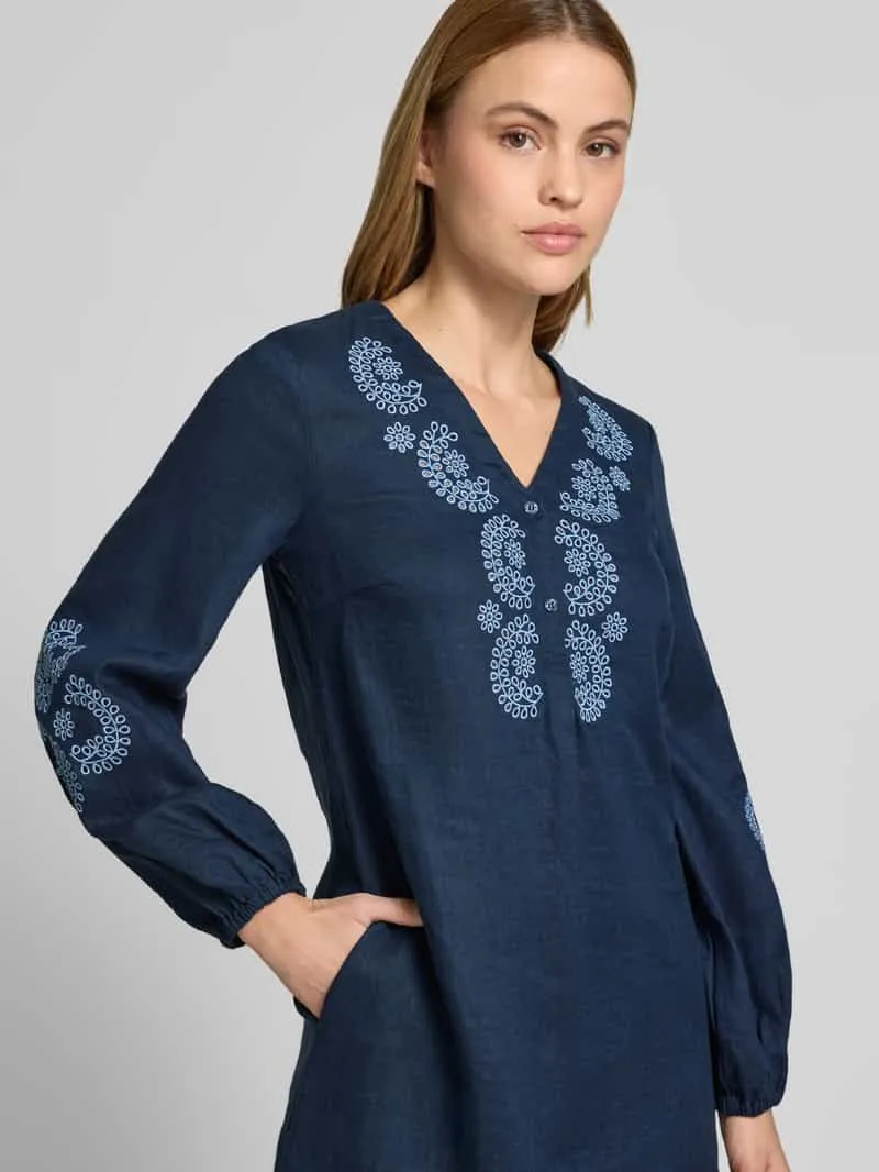 Emily Van den Bergh Knielange tuniekjurk met ajourwerk marineblauw, foto 5