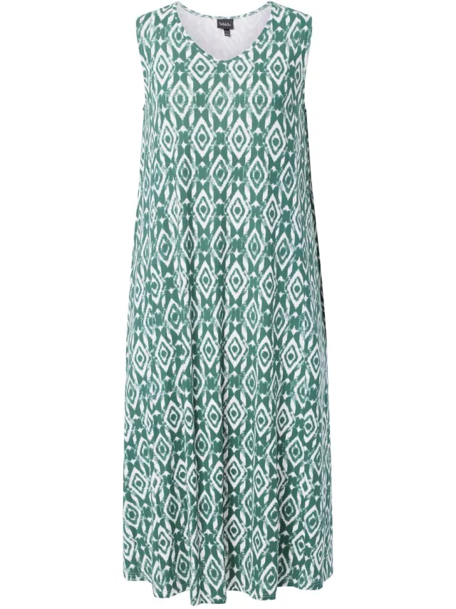 Ulla Popken Dames - Maxi jurken - Donker eucalyptus - Maat 54+