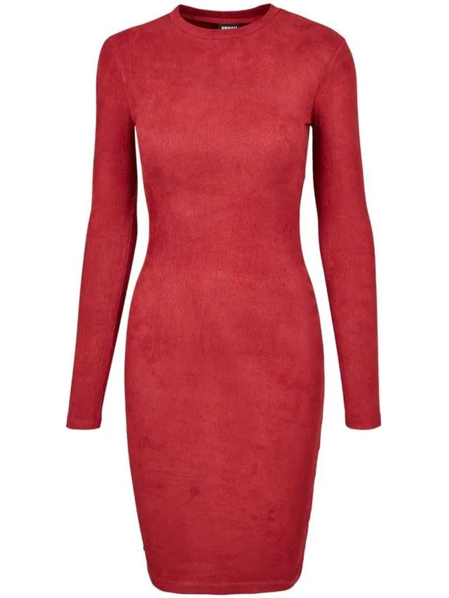 Urban Classics Peached Rib Dames Jurk Bourgogne
