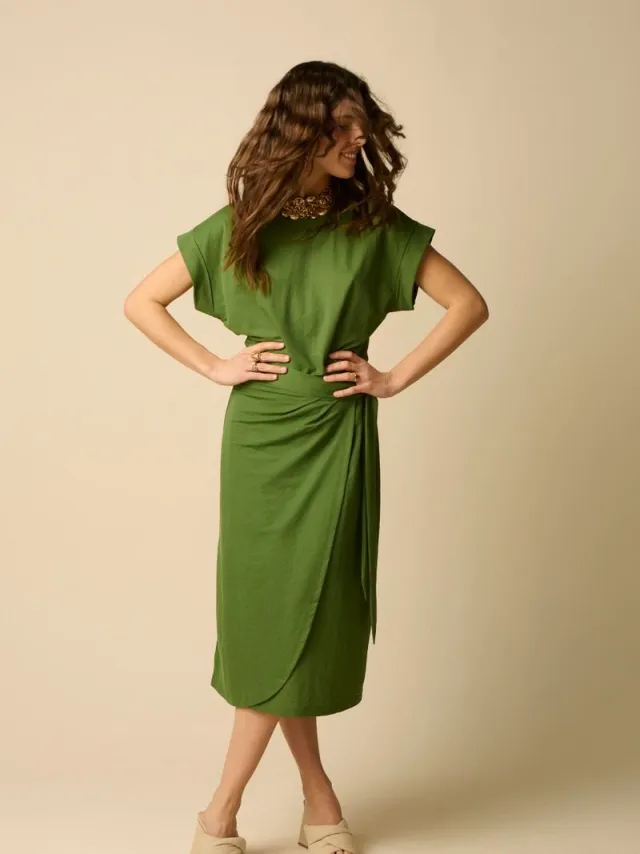 Sissy-Boy Donkergroene jersey jurk D.Groen