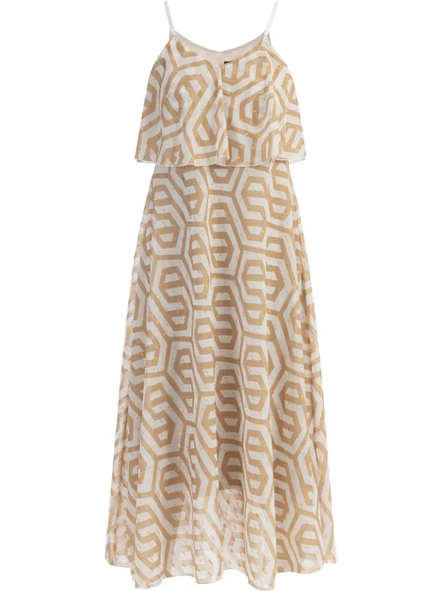 Faina Maxi jurk beige wit