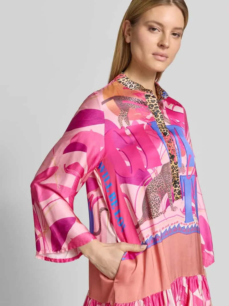 miss goodlife relaxed fit mini-jurk van zuivere viscose met dierenprint felroze, foto 5