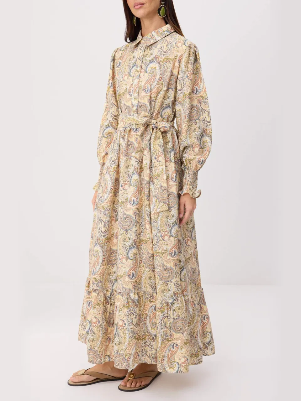 Trendyol Modest Dames Geel Paisley Maxi Lang A-lijn Modest Jurken, foto 2