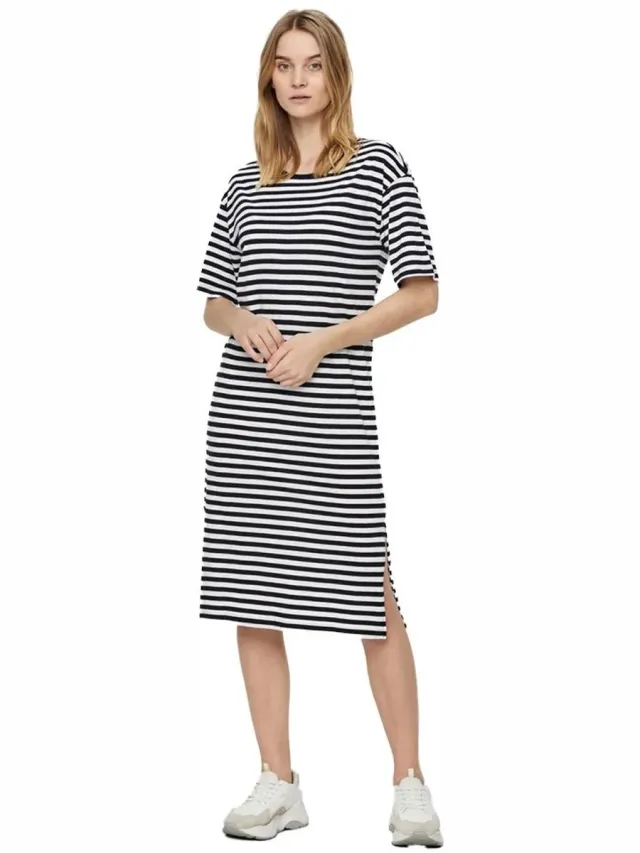 Noisy May Jurk Nmmayden 2/4 Dress Noos 27005758 Black/bright White Dames Maat Black / Stripes Bright White