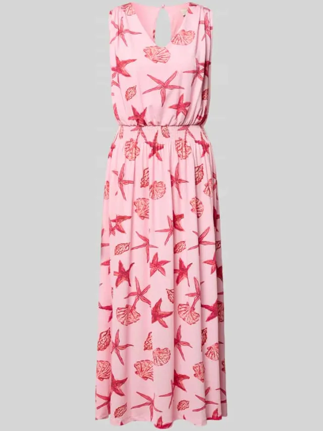 Milano Italy midi-jurk met all-over motiefprint felroze, foto 2