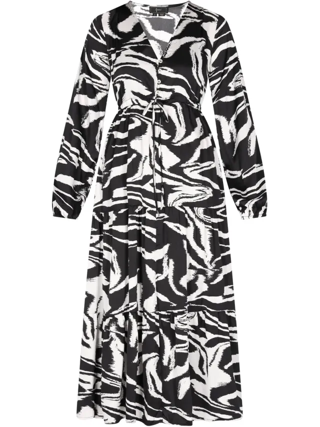 NAEMI Dress Schwarz Wollweiss
