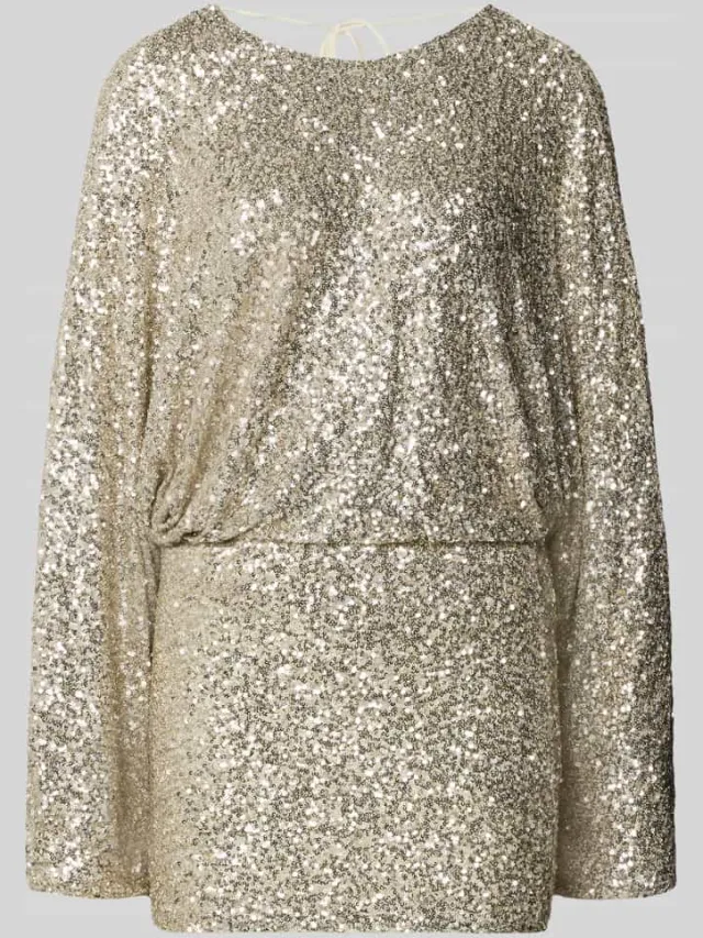 Gina Tricot Minijurk met ronde hals goud gemêleerd, foto 2