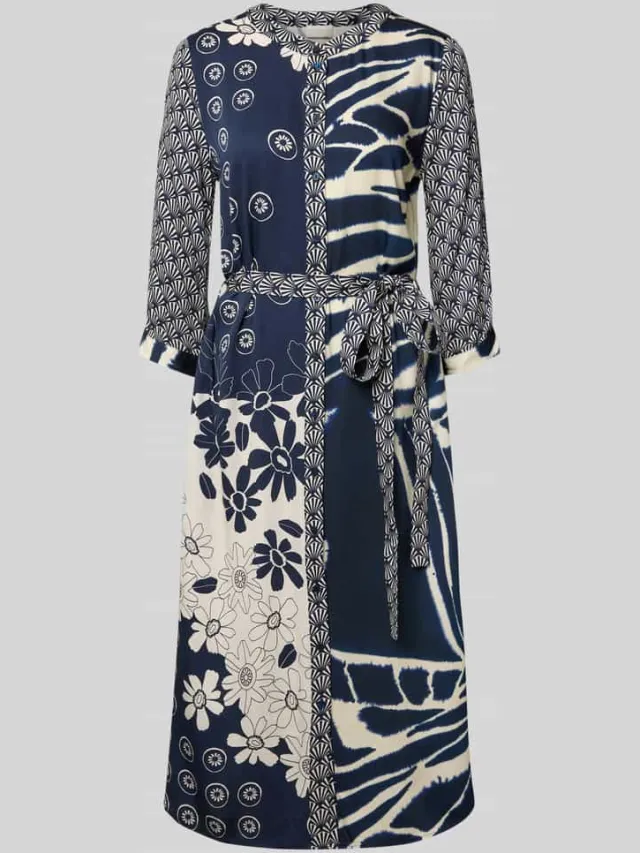 Milano Italy Midi-jurk met ronde hals marineblauw, foto 2