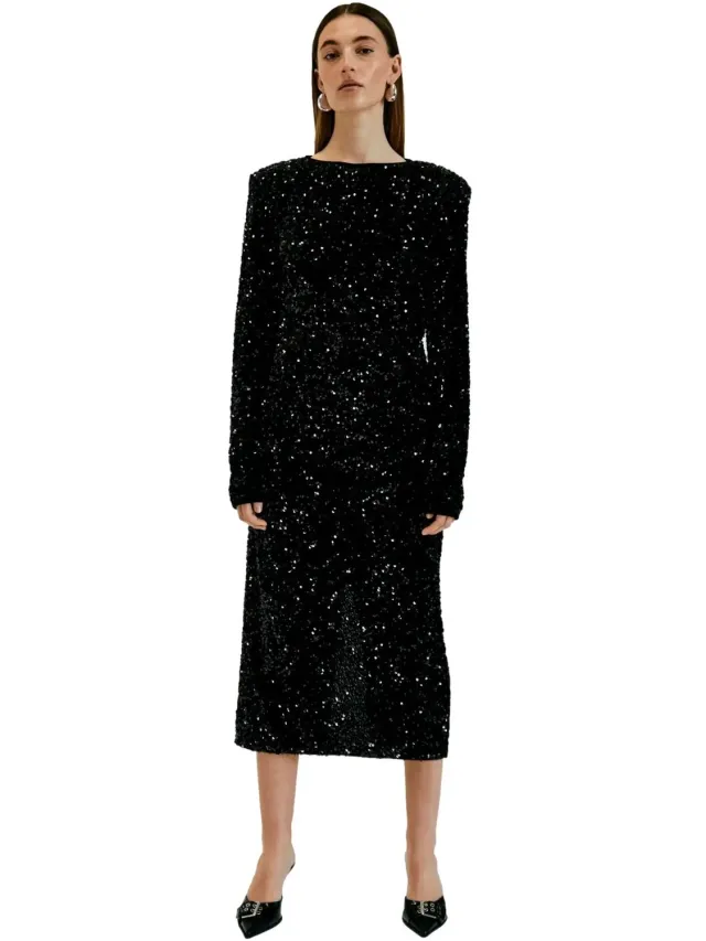 Norr Dames midi-jurk Norr Milan zwart