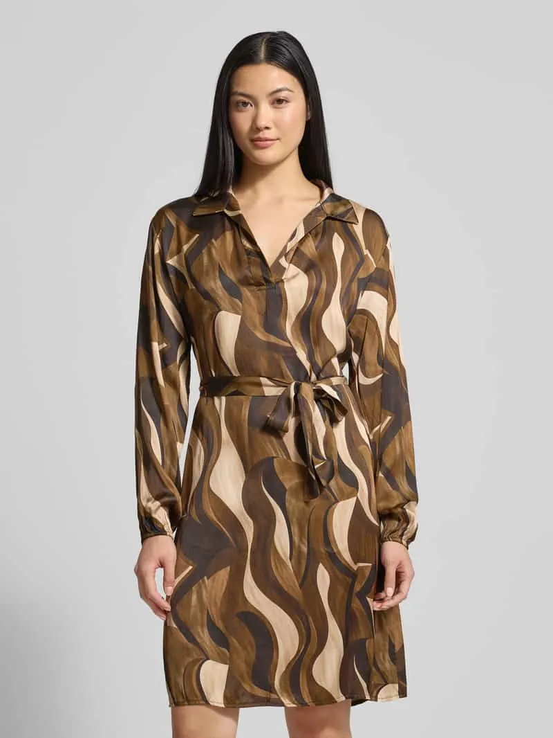 ZABAIONE Mini-jurk van Viscose met Strikceintuur Model 'Be44atricee' Lichtbruin