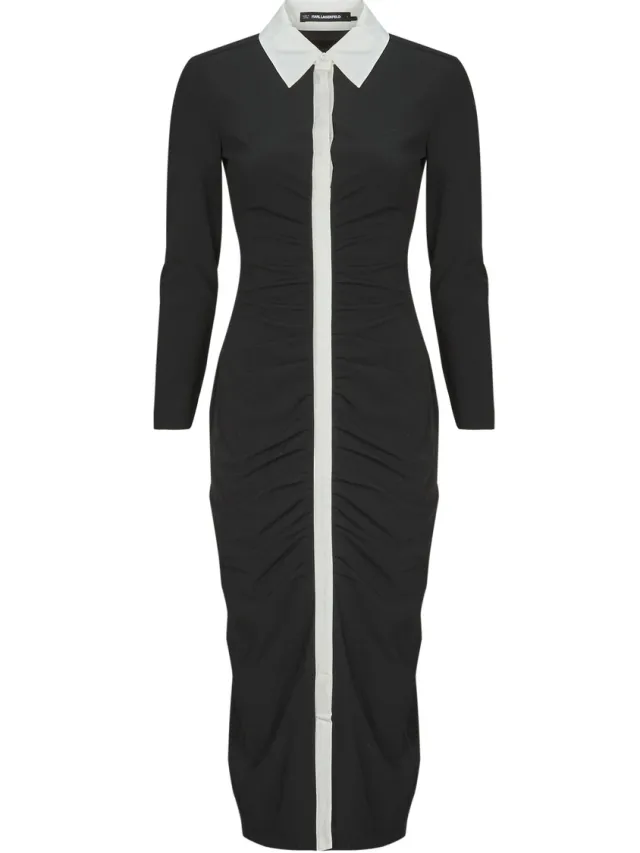 Karl Lagerfeld Lange Jurk Karl Lagerfeld LSLV POLO DRESS Zwart