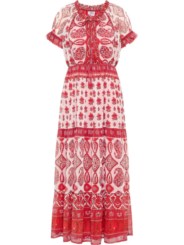 Usha Maxi-jurk met all-over print Rood Veelkleurig