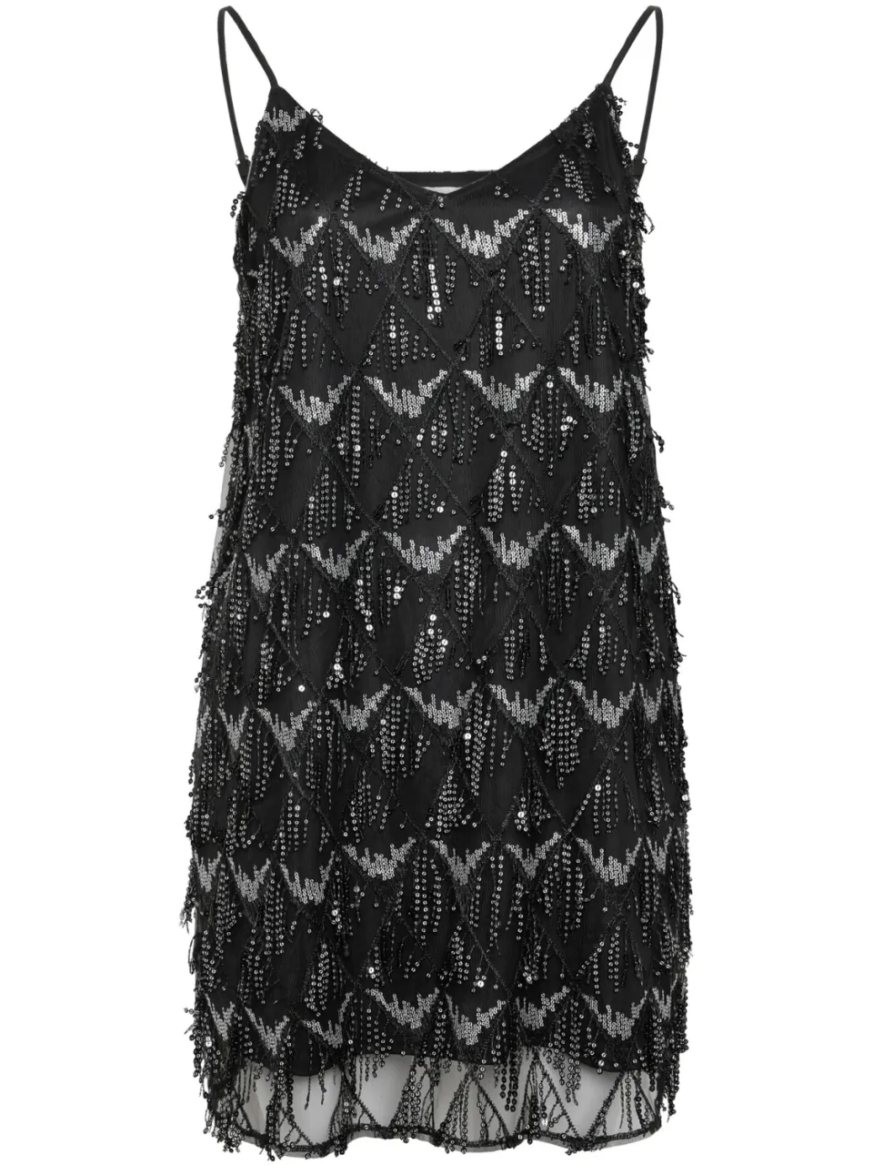 Yours London Zwarte Slipdress Met Pailletten En Kwastjes, foto 4