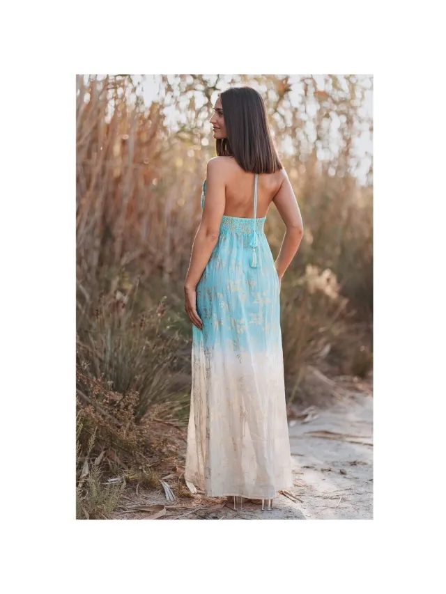 Isla Bonita By Sigris Lange Jurk Isla Bonita By Sigris Lange Midi-Jurk Blauw