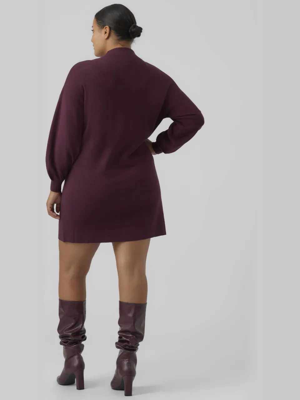 Vero Moda CURVE Plus Size gebreide coljurk - donkerrood, foto 4