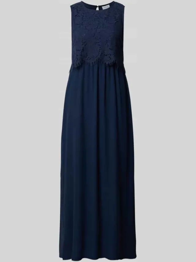Vila Avondjurk met kant en ronde hals model 'MILINA LACE' marineblauw, foto 2
