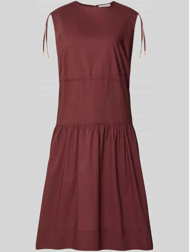 Christian Berg Woman Midi-jurk in laagjeslook met ronde hals chocoladebruin, foto 2