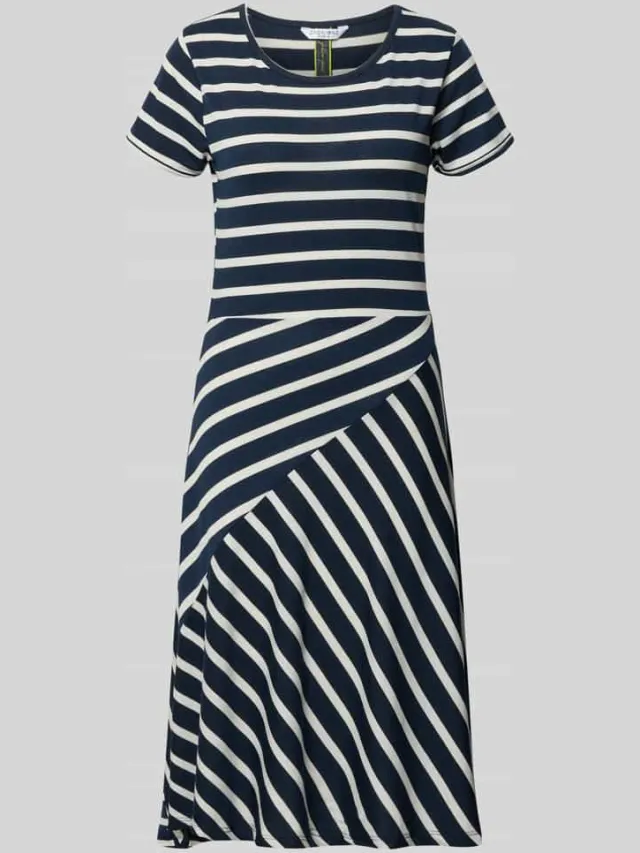 ZABAIONE midi-jurk in all-over look model 'Be44lissa' marineblauw, foto 2