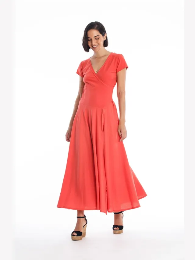RAVENS VIEW IBIZA dames vegan Maxi Jurk Veronika St Radiant Red Rood