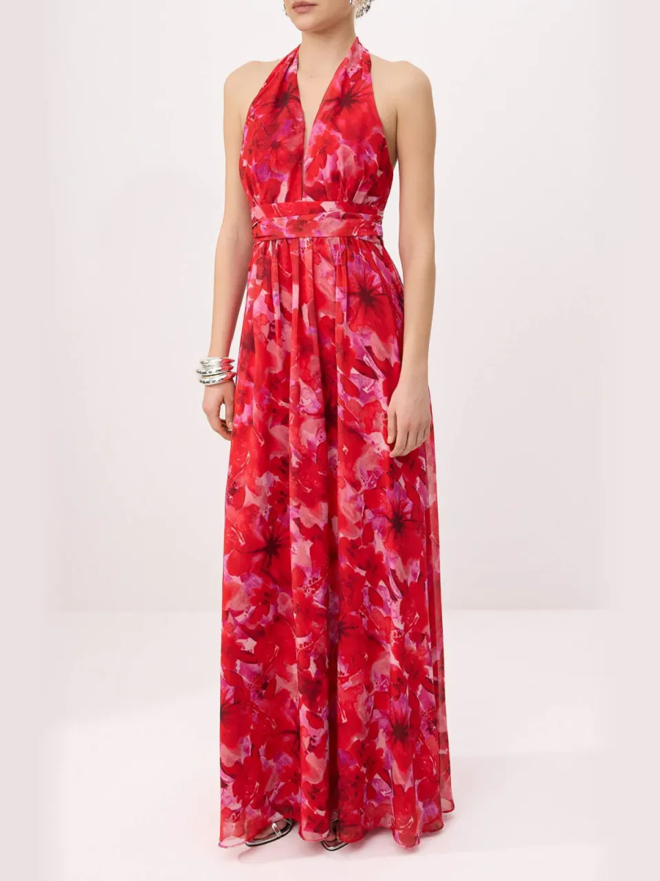 Trendyol TRENDYOLMİLLA Dames Meerkleurig Bloemen Maxi Mouwloos Diploma-uitreiking / Gala A-lijn Avond & Gala Jurk veelkleurig, foto 2
