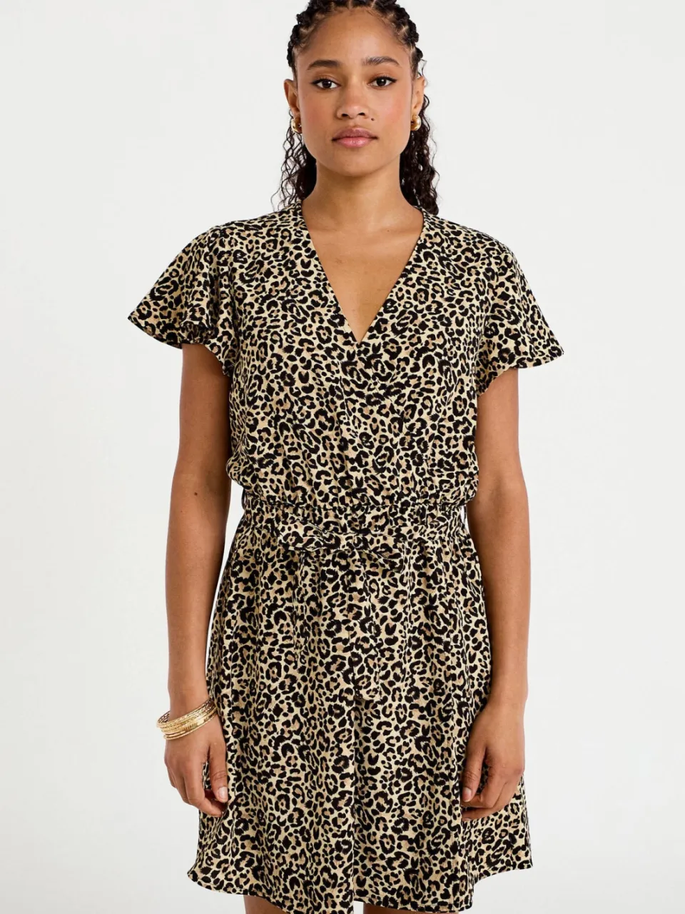 Cache Cache mini jurk met ceintuur en panterprint - bruin, foto 3