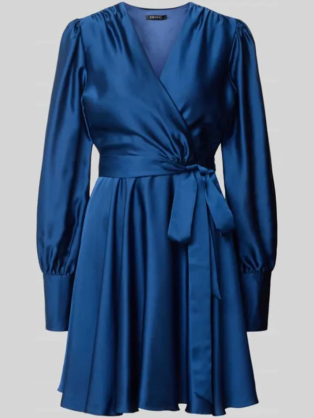Swing Cocktailjurk met Strikceintuur blauw, foto 2