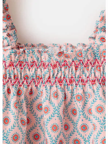 Mango Kids korte jurk met print en ruches roze, foto 4