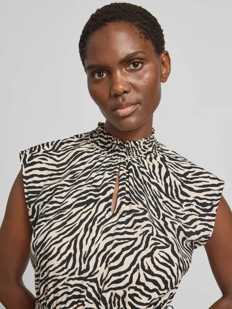 Zero Mini-jurk van zuivere viscose met all-over dierenprint zwart, foto 4