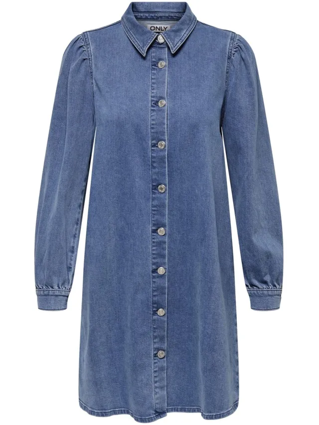 Only ONLALMA L/S DRESS DNM CRO - Dames - Mini jurken medium blue denim