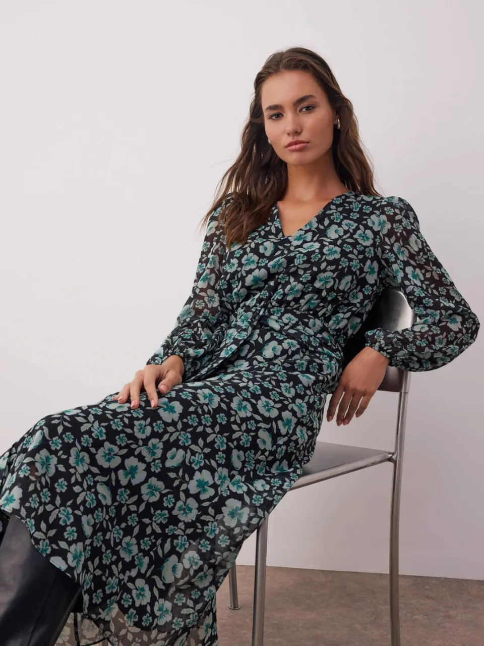 Trendyol TRENDYOLMİLLA Dames Groen Bloemen Maxi Lang Avond / Dagelijks A-lijn Jurken, foto 2