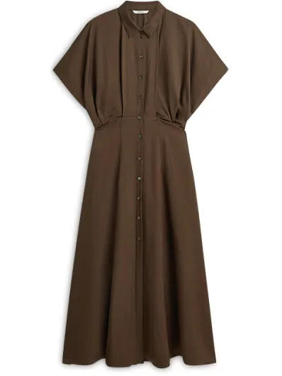 Summum Dress button down light twill jurken 5s1665-12494 Bruin