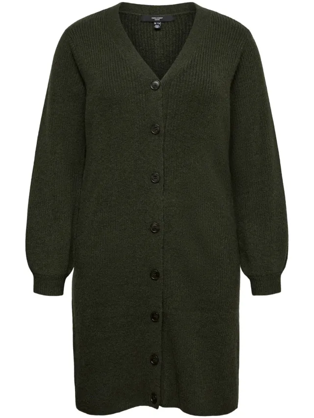 Vero Moda Curve Gebreide jurk VMCKARLA Midi-jurk forest night 1