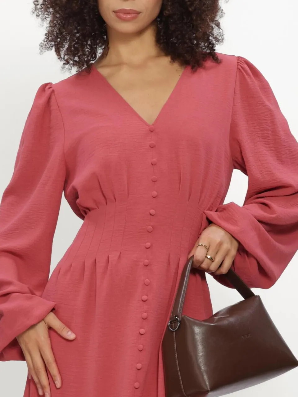 NEO NOIR Dames Jurken Annelie Solid Crepe Dress - Rood, foto 4