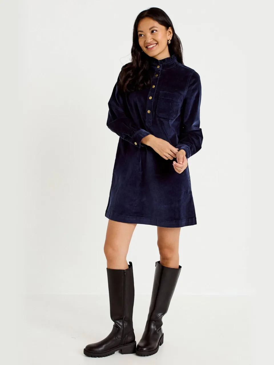 Cache Cache corduroy mini jurk met ruches - marine, foto 4