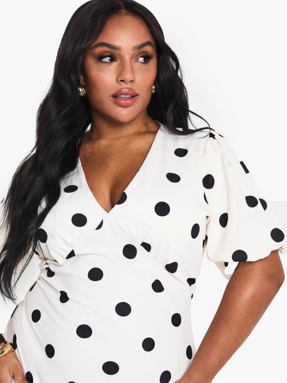 boohoo Dames PLUS POLKA DOT MAXI JURK ivoor, foto 4