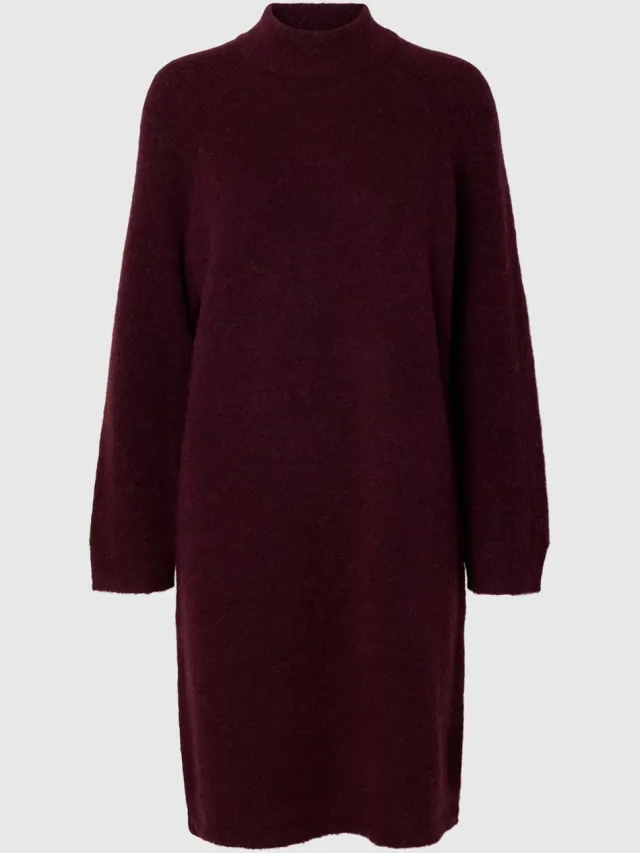 Selected Gebreide jurk Wolblend met hoge kraag Fig1