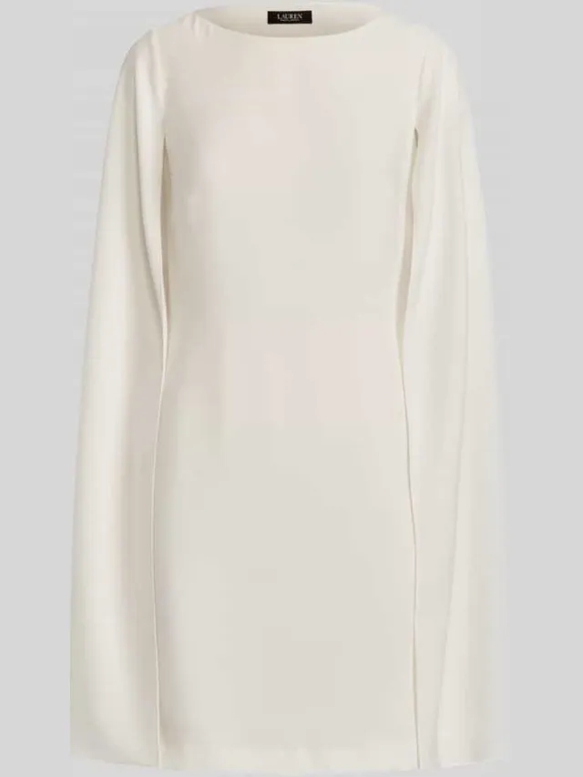 Lauren Ralph Lauren A-lijn cocktailjurk met cape beige, foto 2