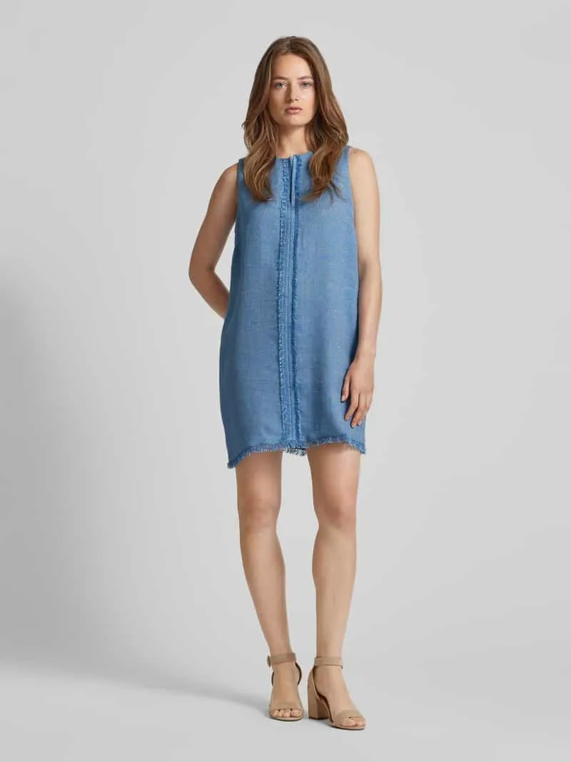 Stefanel Mini-jurk met franjes Lichtblauw gemêleerd