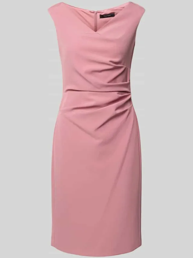 Vera Mont Knielange cocktailjurk met plooien roze, foto 2