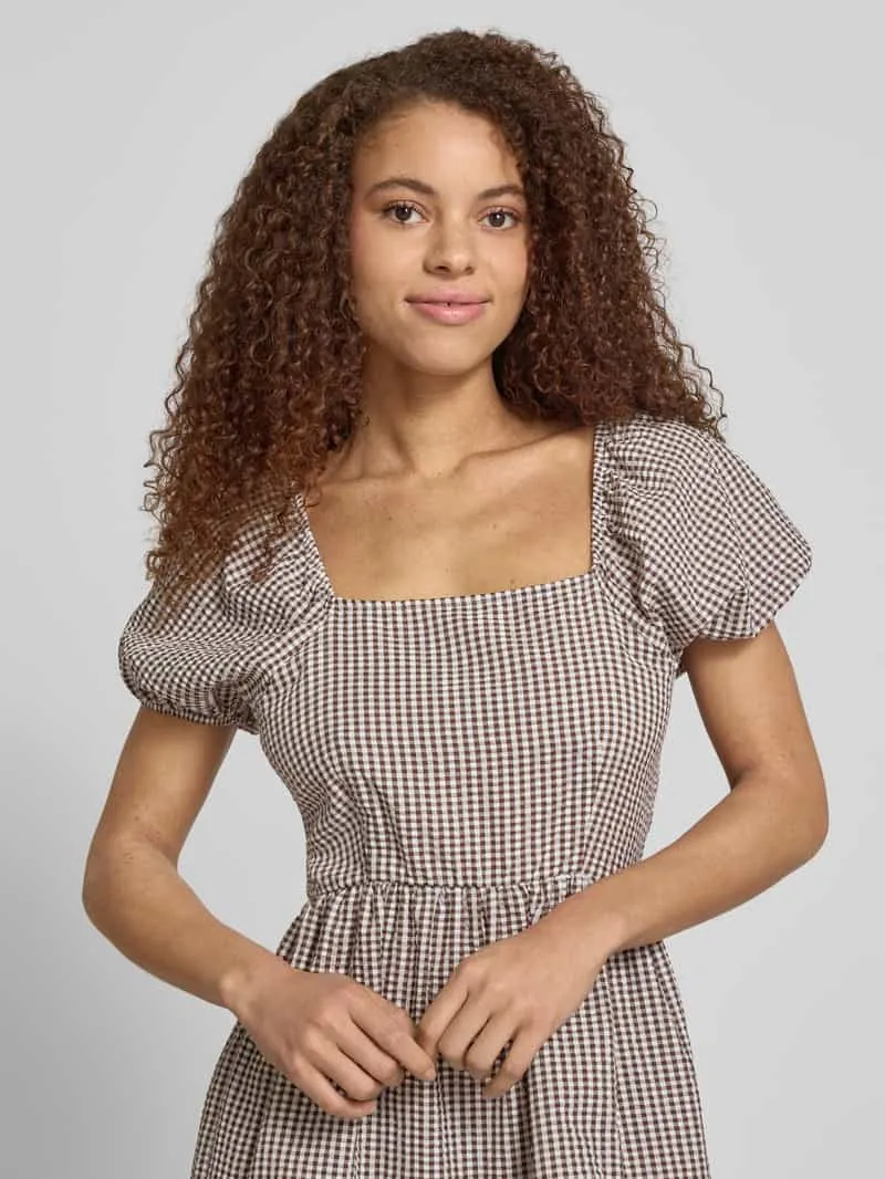 Noisy May Knie-lange jurk met vierkante hals model 'ELIZA' donkerbruin gemêleerd, foto 4