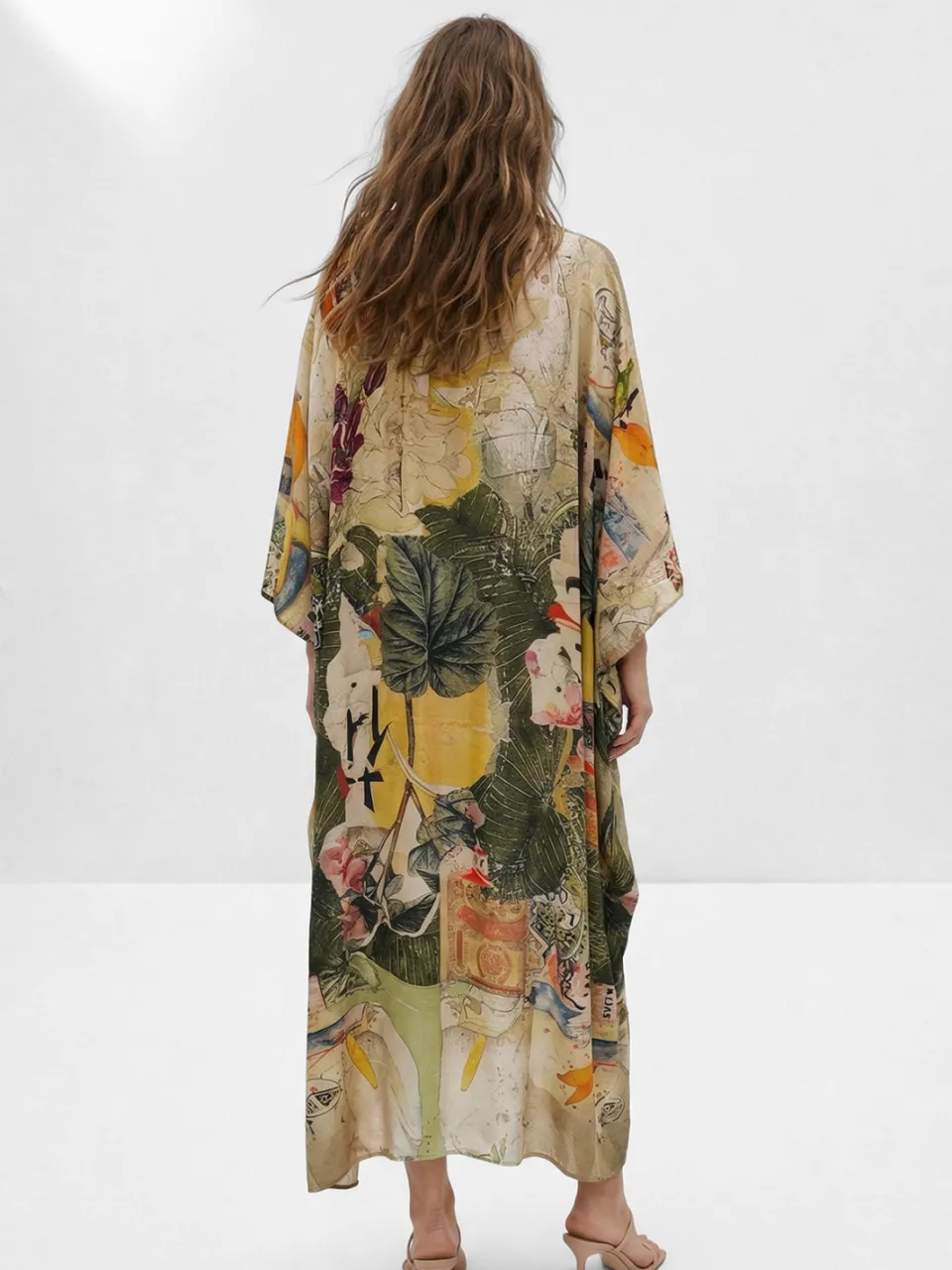 Trendyol Modest Dames Kaki Tropisch Maxi Lang A-lijn Modest Jurken, foto 2