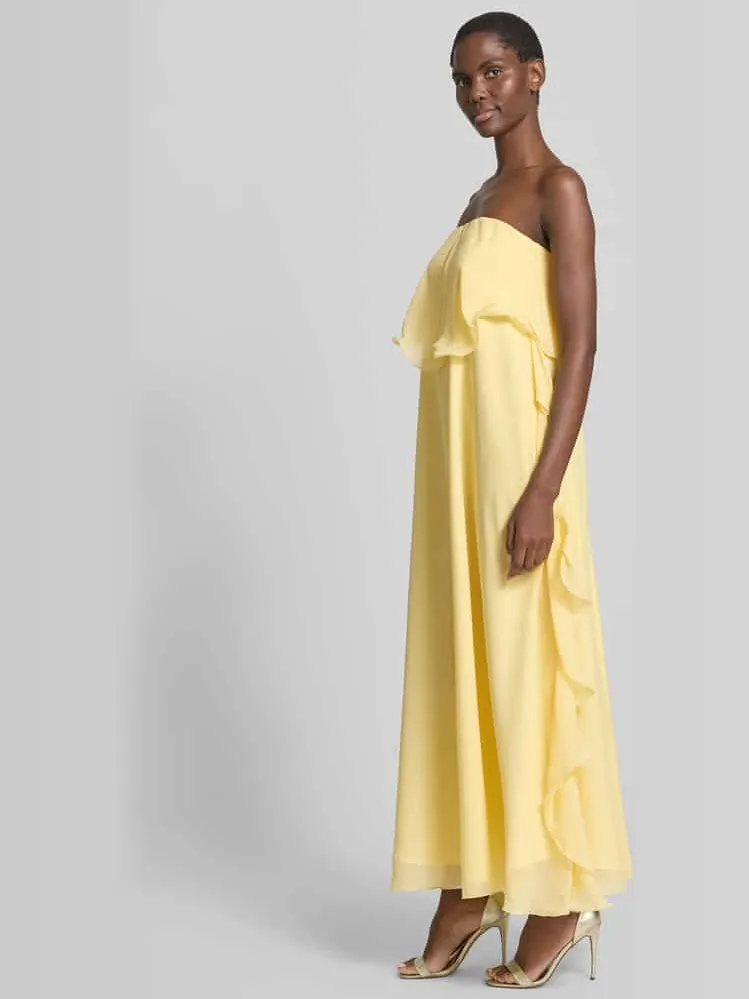 Vero Moda Maxi-jurk van chiffon model 'IRIS' lichtgeel, foto 4