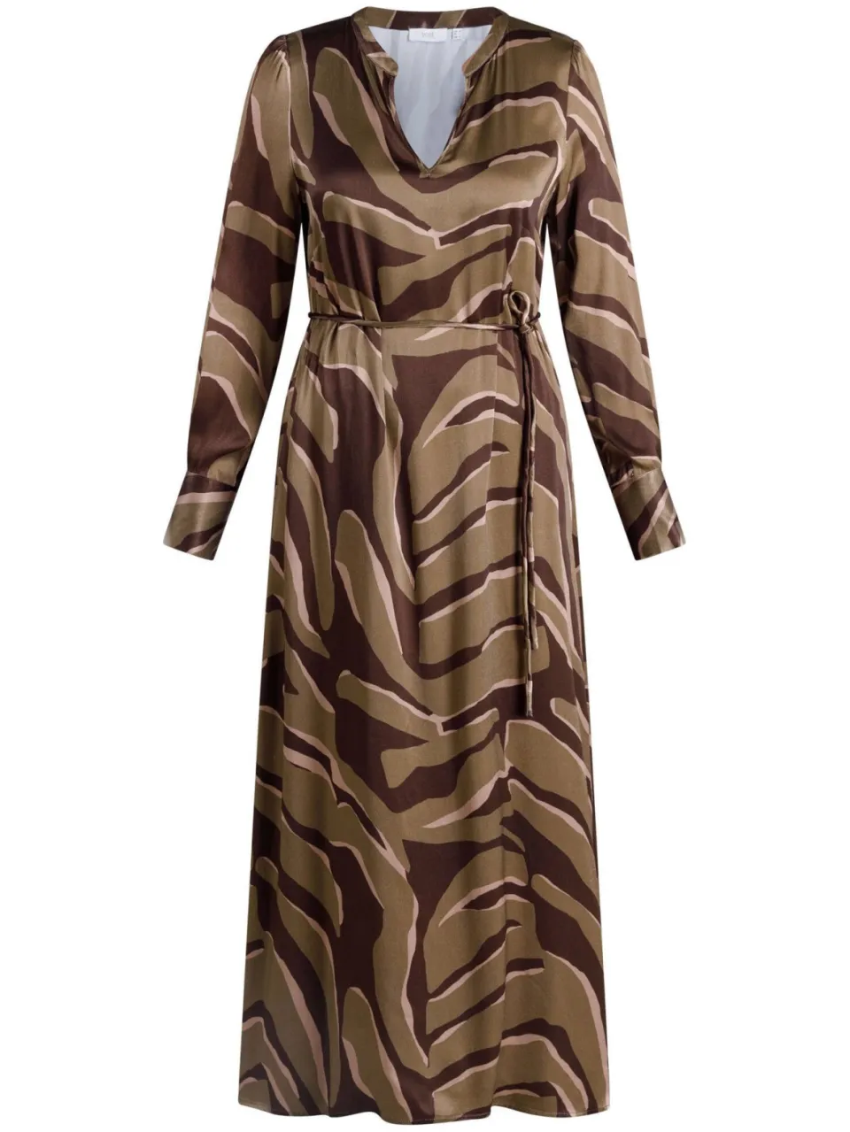 Yest Curve Plus Size maxi A-lijn jurk met ceintuur en print - bruin/groen, foto 2
